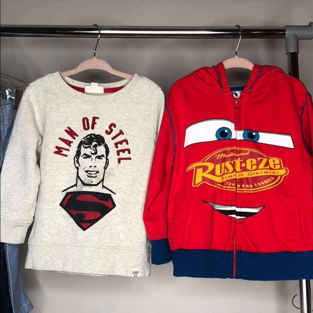 Gap DC comics Pullover & Disney Cars zip up